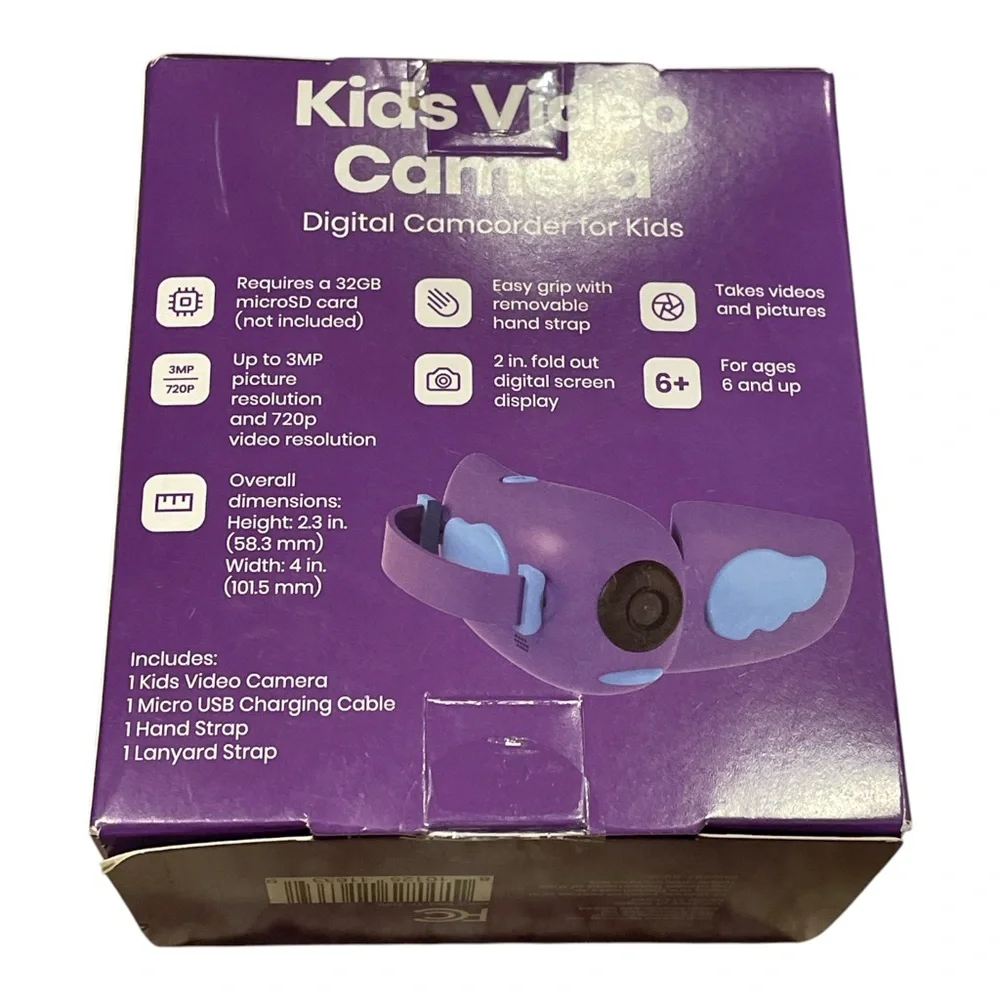 NEW GEMS Kids Video Purple Camera: 3 Megapixels, 720p, Micro USB, 2'' Screen